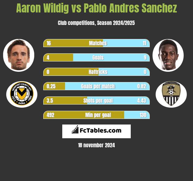 Aaron Wildig vs Pablo Andres Sanchez h2h player stats