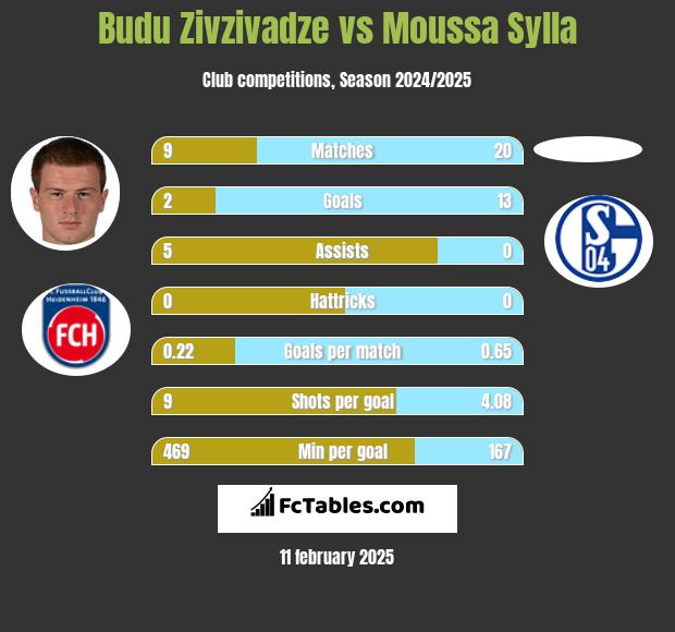 Budu Zivzivadze vs Moussa Sylla h2h player stats