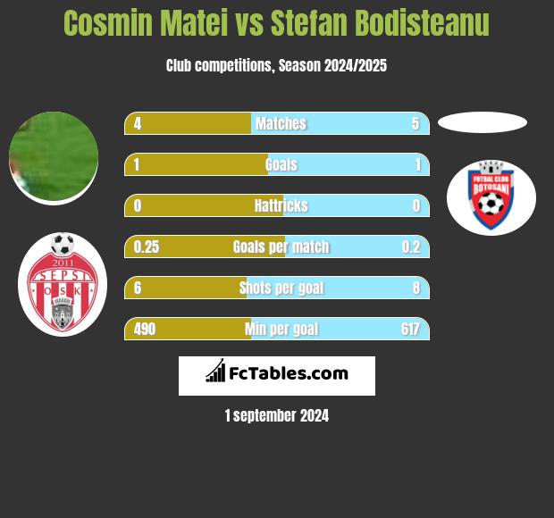 Cosmin Matei vs Stefan Bodisteanu h2h player stats