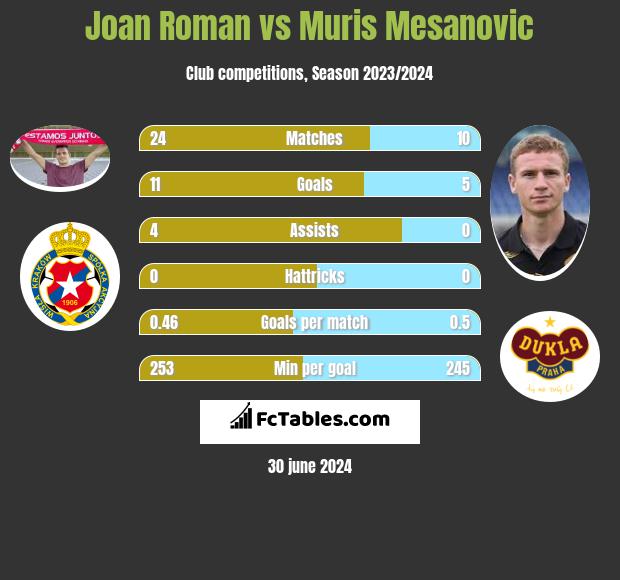 Joan Roman vs Muris Mesanovic h2h player stats