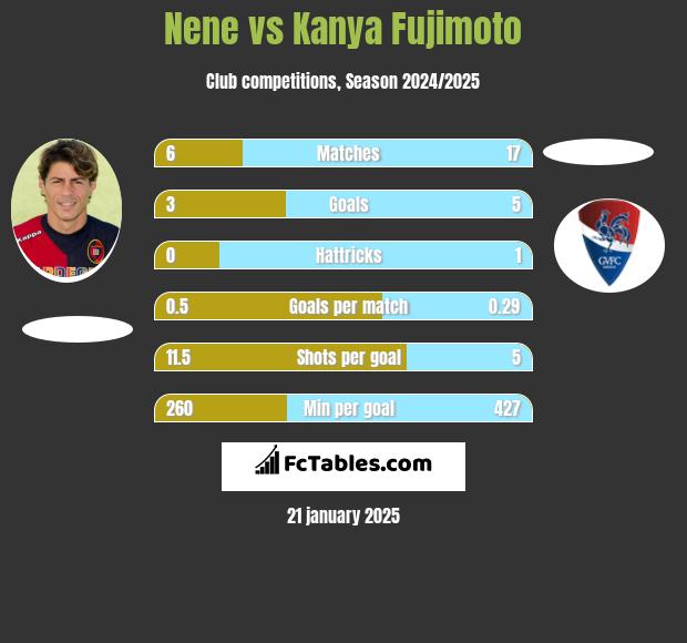 Nene vs Kanya Fujimoto h2h player stats