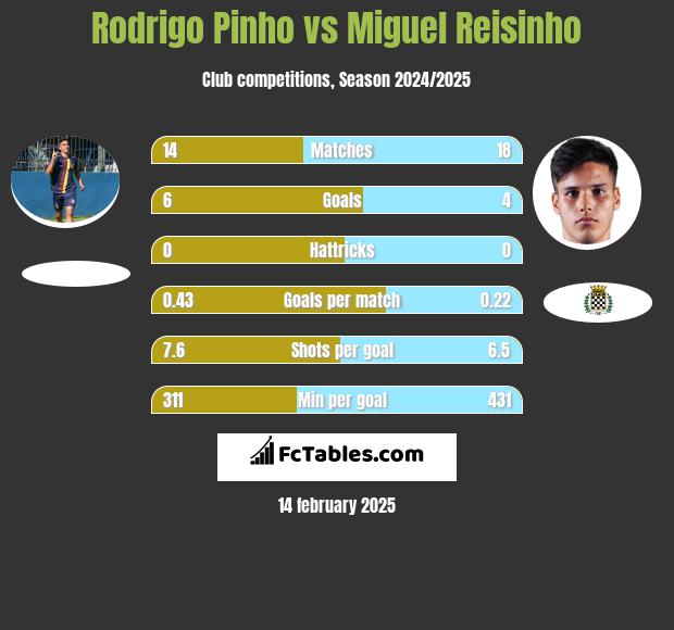 Rodrigo Pinho vs Miguel Reisinho h2h player stats