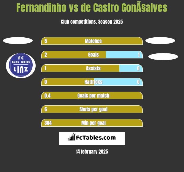 Fernandinho vs de Castro GonÃ§alves h2h player stats