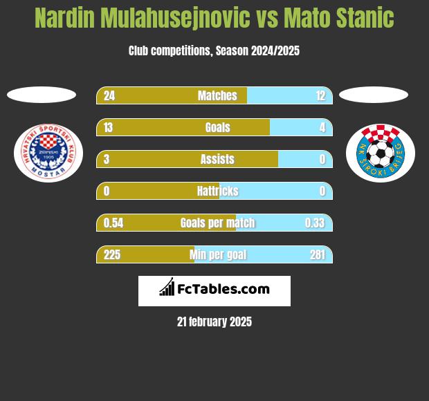 Nardin Mulahusejnovic vs Mato Stanic h2h player stats