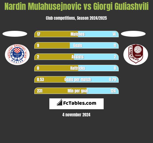 Nardin Mulahusejnovic vs Giorgi Guliashvili h2h player stats