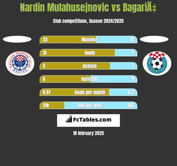 Nardin Mulahusejnovic vs BagariÄ‡ h2h player stats