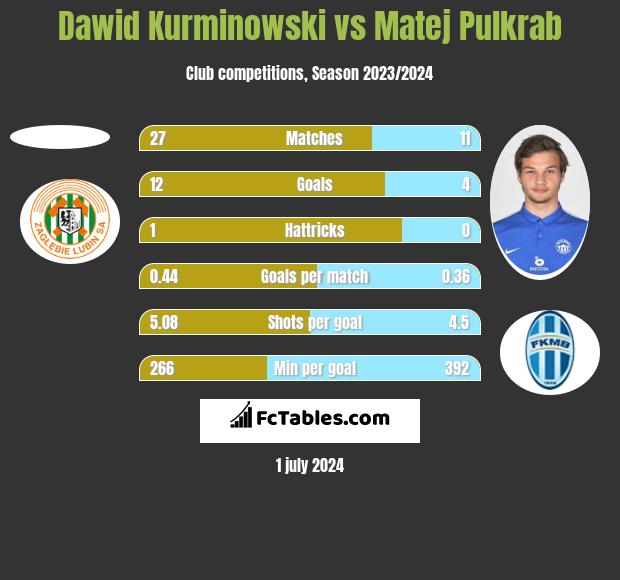 Dawid Kurminowski vs Matej Pulkrab h2h player stats