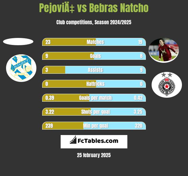 PejoviÄ‡ vs Bebras Natcho h2h player stats