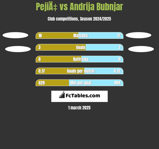 PejiÄ‡ vs Andrija Bubnjar h2h player stats