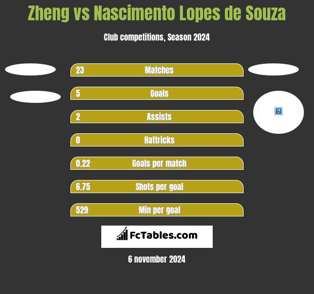 Zheng vs Nascimento Lopes de Souza h2h player stats