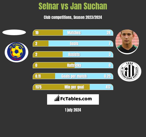 Selnar vs Jan Suchan h2h player stats