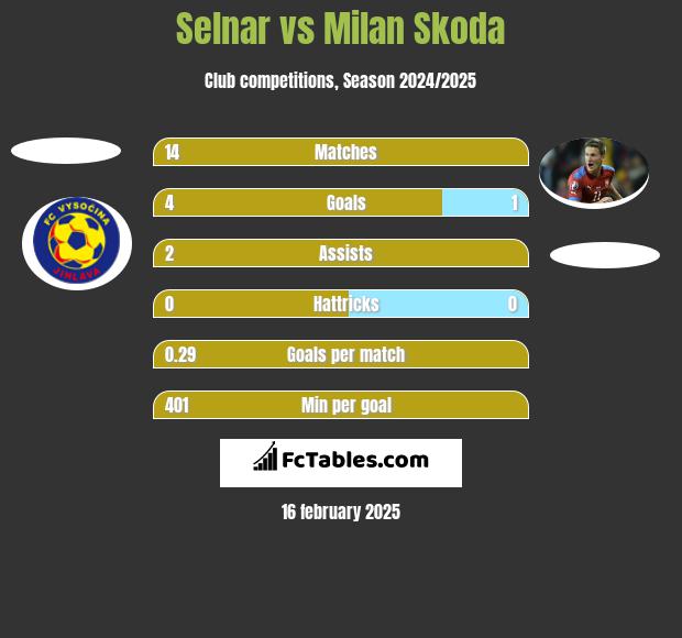 Selnar vs Milan Skoda h2h player stats