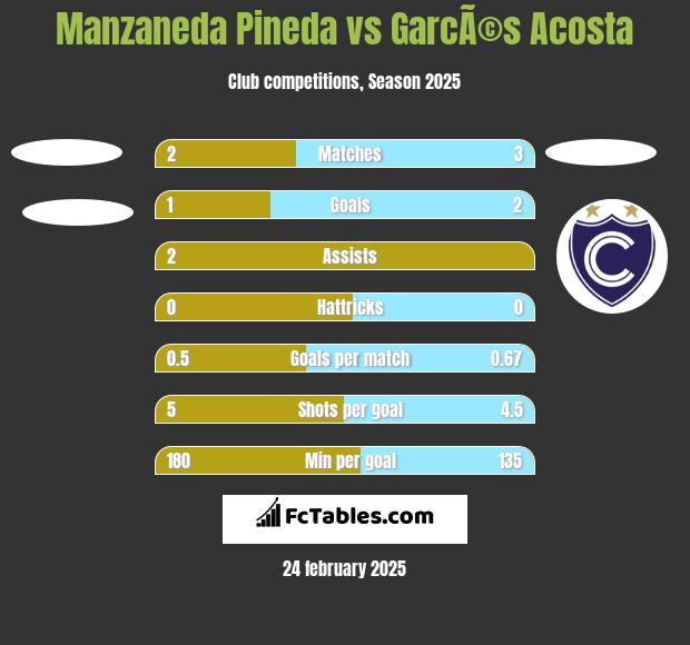 Manzaneda Pineda vs GarcÃ©s Acosta h2h player stats