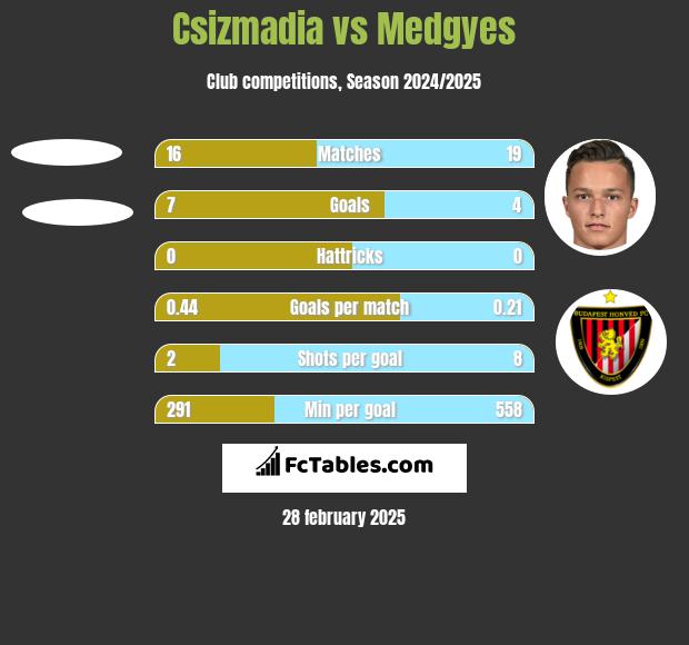 Csizmadia vs Medgyes h2h player stats