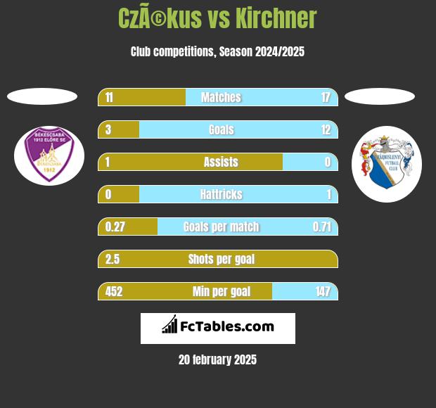 CzÃ©kus vs Kirchner h2h player stats