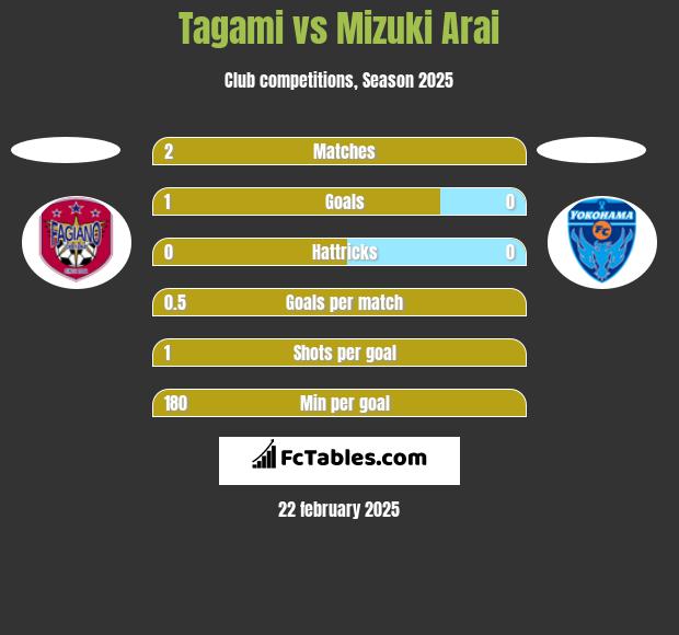 Tagami vs Mizuki Arai h2h player stats