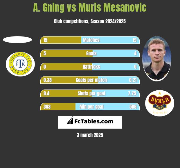 A. Gning vs Muris Mesanovic h2h player stats