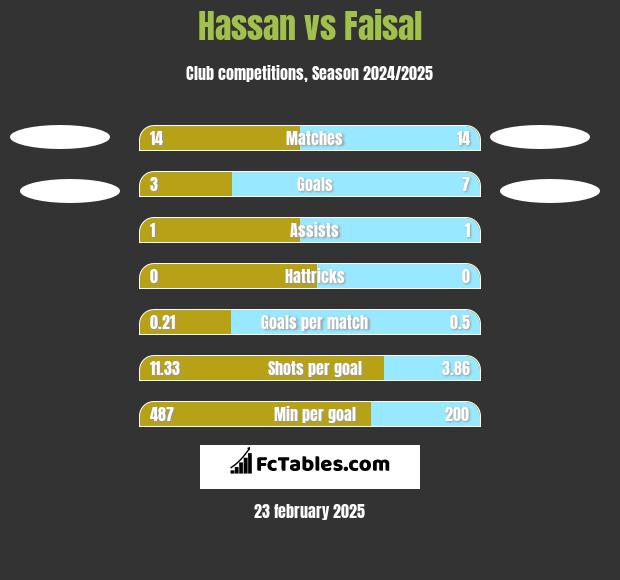 Hassan vs Faisal h2h player stats