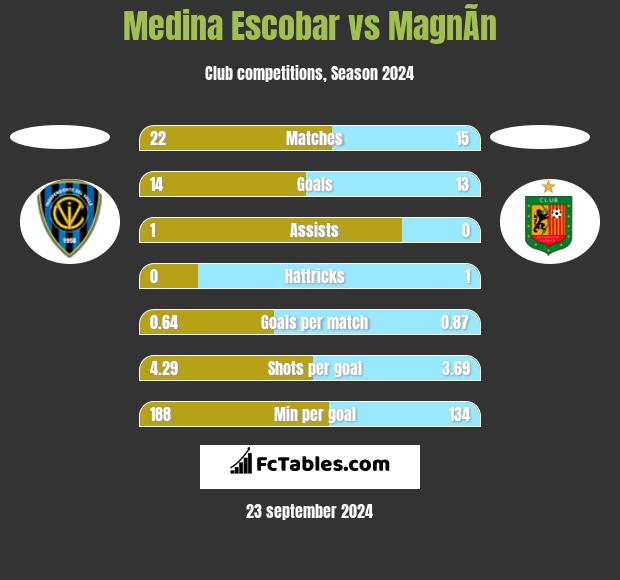 Medina Escobar vs MagnÃ­n h2h player stats