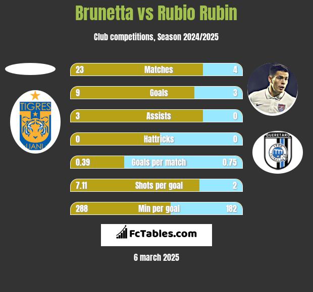 Brunetta vs Rubio Rubin h2h player stats