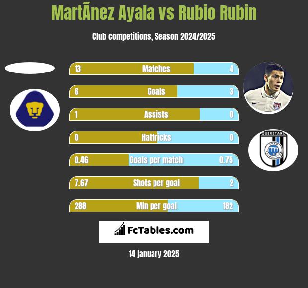 MartÃ­nez Ayala vs Rubio Rubin h2h player stats