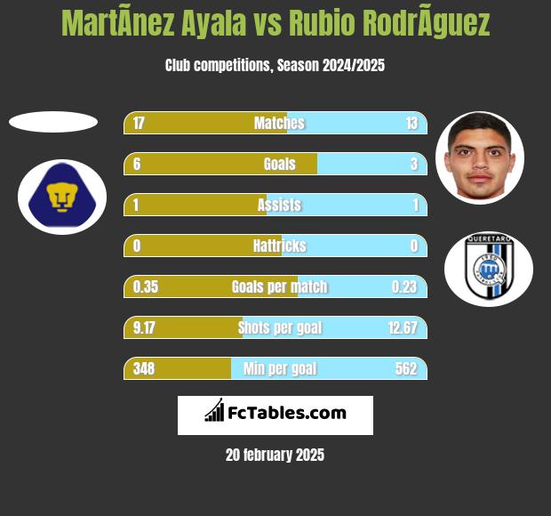 MartÃ­nez Ayala vs Rubio RodrÃ­guez h2h player stats