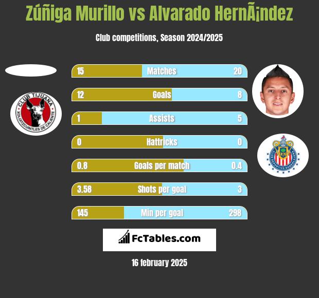 Zúñiga Murillo vs Alvarado HernÃ¡ndez h2h player stats