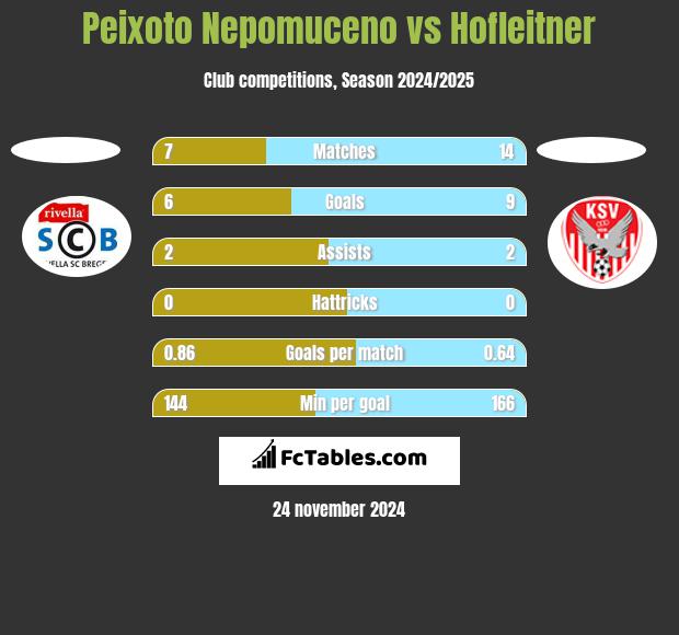 Peixoto Nepomuceno vs Hofleitner h2h player stats