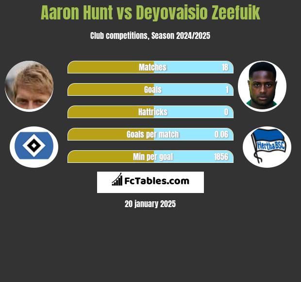 Aaron Hunt vs Deyovaisio Zeefuik h2h player stats