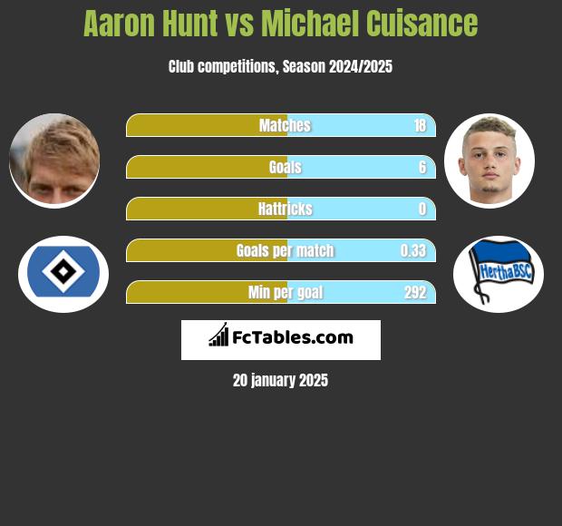 Aaron Hunt vs Michael Cuisance h2h player stats