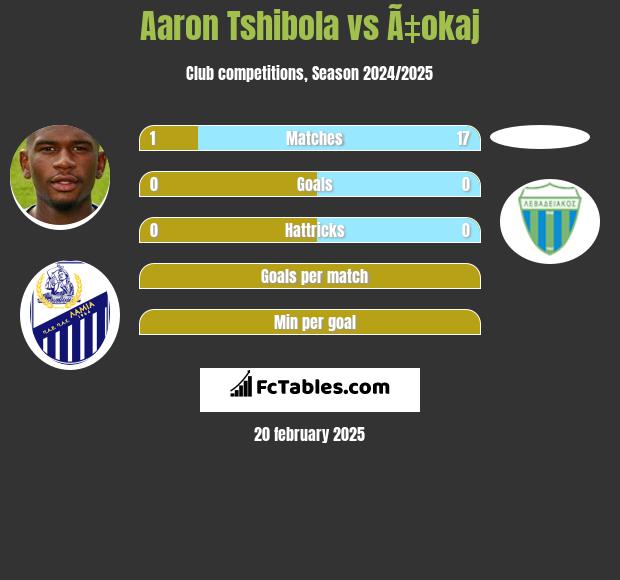 Aaron Tshibola vs Ã‡okaj h2h player stats