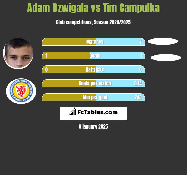 Adam Dzwigala vs Tim Campulka h2h player stats