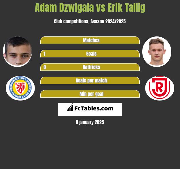 Adam Dzwigala vs Erik Tallig h2h player stats