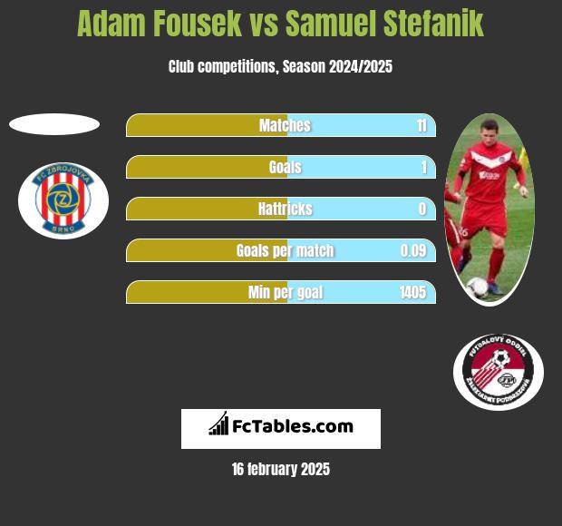 Adam Fousek vs Samuel Stefanik h2h player stats