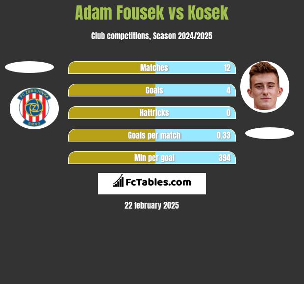 Adam Fousek vs Kosek h2h player stats