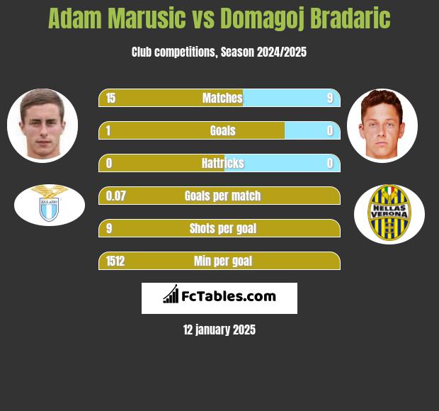 Adam Marusic vs Domagoj Bradaric h2h player stats