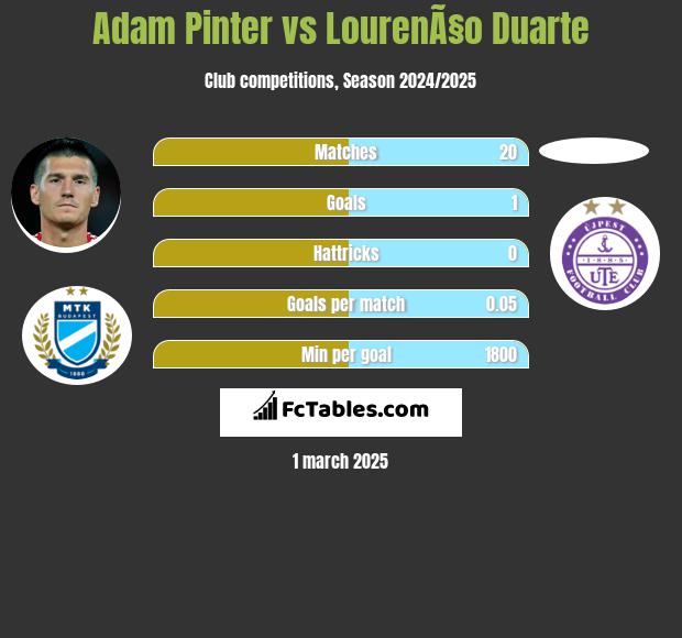 Adam Pinter vs LourenÃ§o Duarte h2h player stats