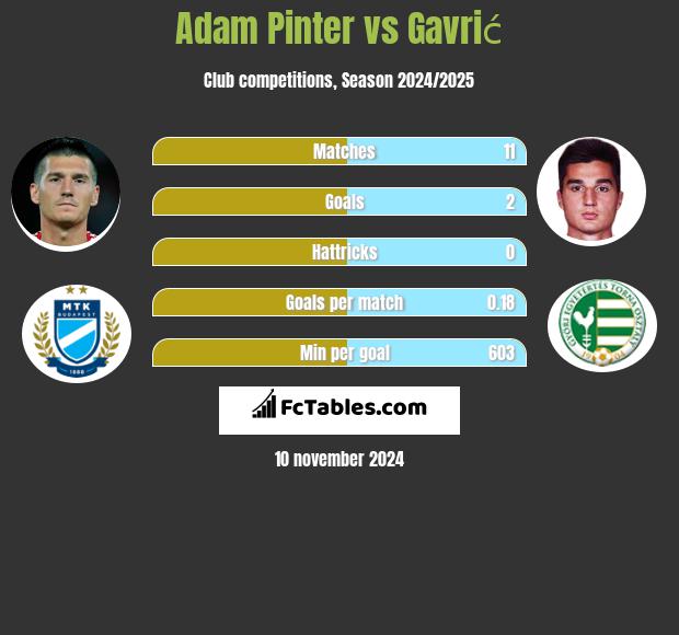 Adam Pinter vs Gavrić h2h player stats