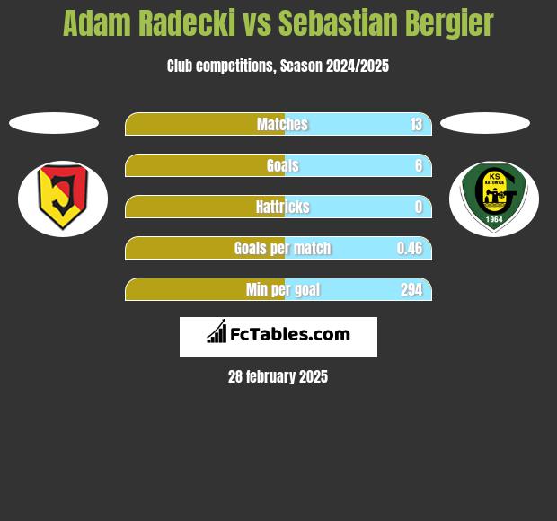 Adam Radecki vs Sebastian Bergier h2h player stats