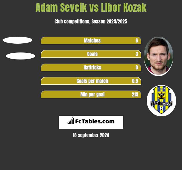 Adam Sevcik vs Libor Kozak h2h player stats