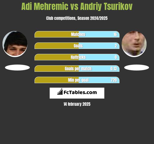 Adi Mehremic vs Andriy Tsurikov h2h player stats