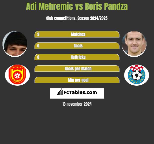 Adi Mehremic vs Boris Pandza h2h player stats