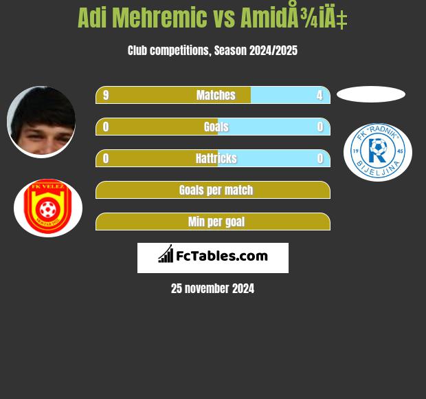 Adi Mehremic vs AmidÅ¾iÄ‡ h2h player stats