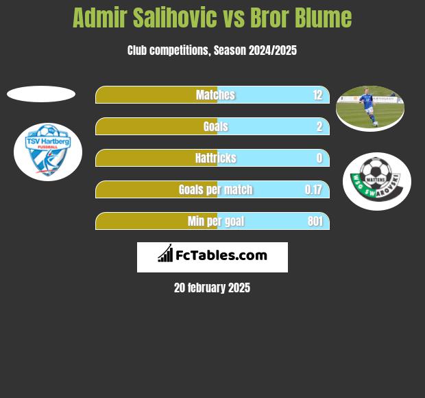 Admir Salihovic vs Bror Blume h2h player stats