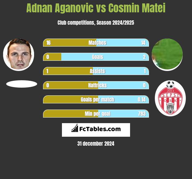 Adnan Aganovic vs Cosmin Matei h2h player stats