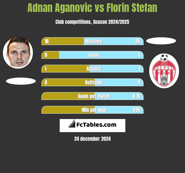 Adnan Aganovic vs Florin Stefan h2h player stats