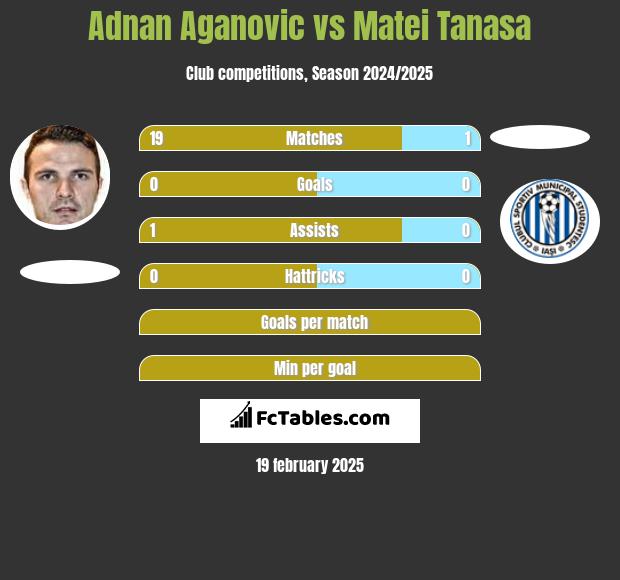 Adnan Aganovic vs Matei Tanasa h2h player stats