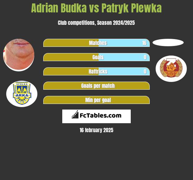 Adrian Budka vs Patryk Plewka h2h player stats