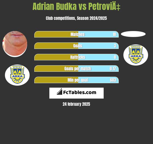 Adrian Budka vs PetroviÄ‡ h2h player stats