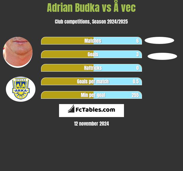 Adrian Budka vs Å vec h2h player stats